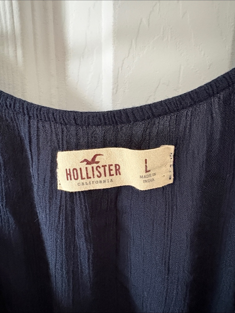 Hollister Boho Embroidered V-Neck Long Sleeve Dress in Navy - Picture 4 of 4
